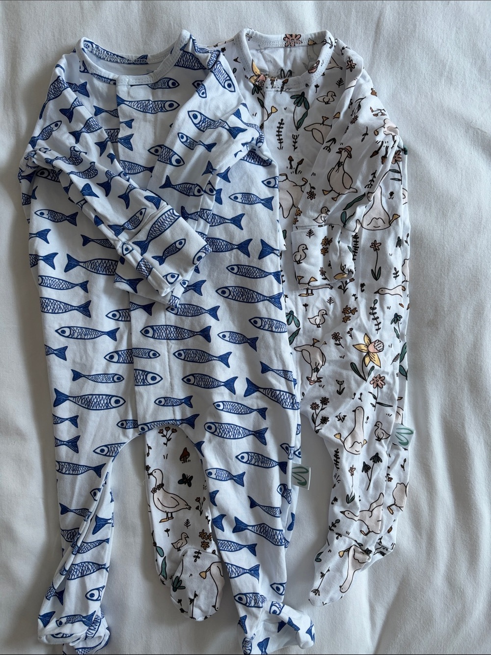 Blue Fish Print Footed One-Piece for Kids by Magnetic Munchkin -South African